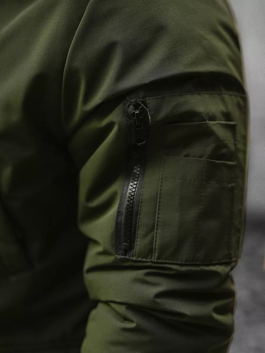 Bomber stila ziemas zaļa vīriešu jaka Lemor
