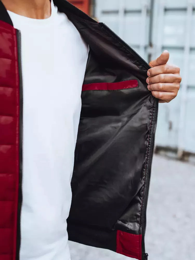 Vīriešu bordo krāsas stepēta jaka Minti