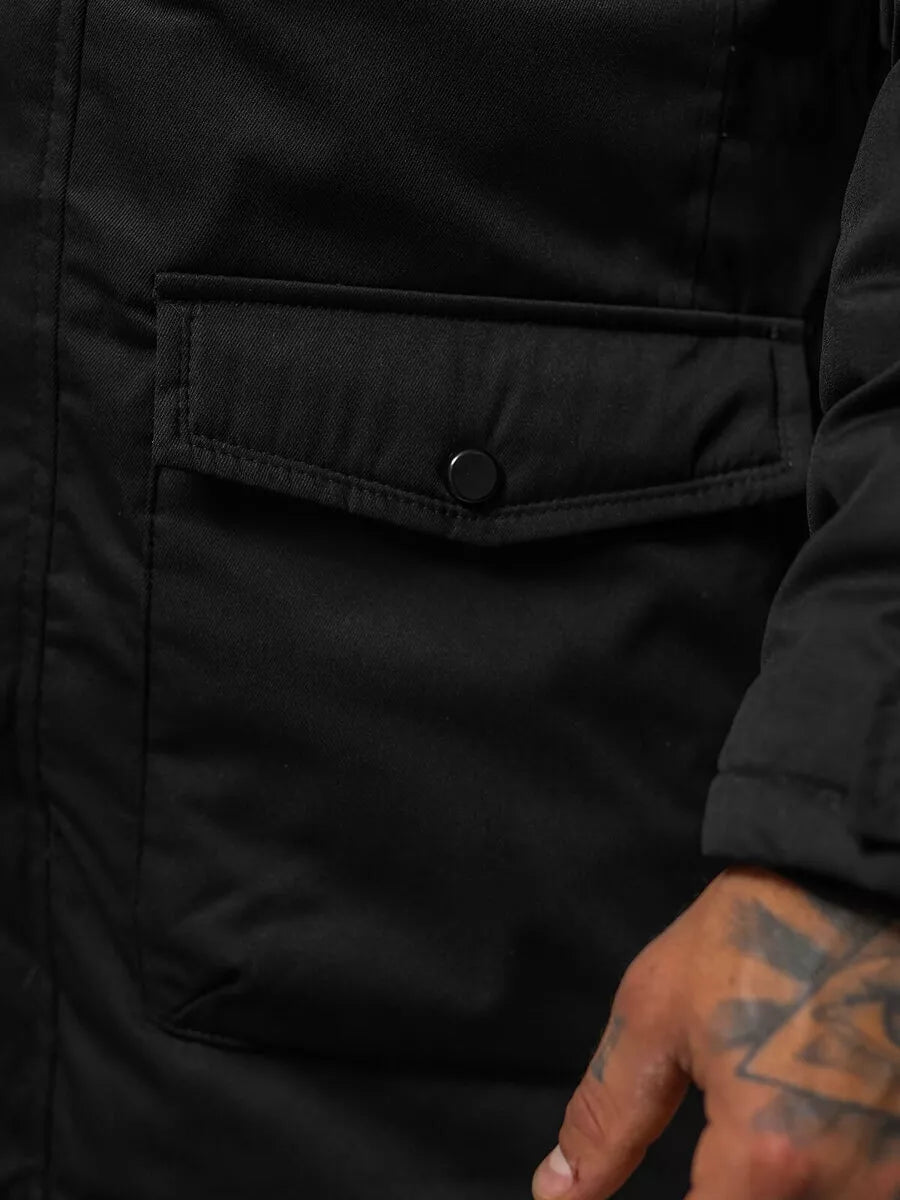 Vīriešu melna ziemas jaka Zolo