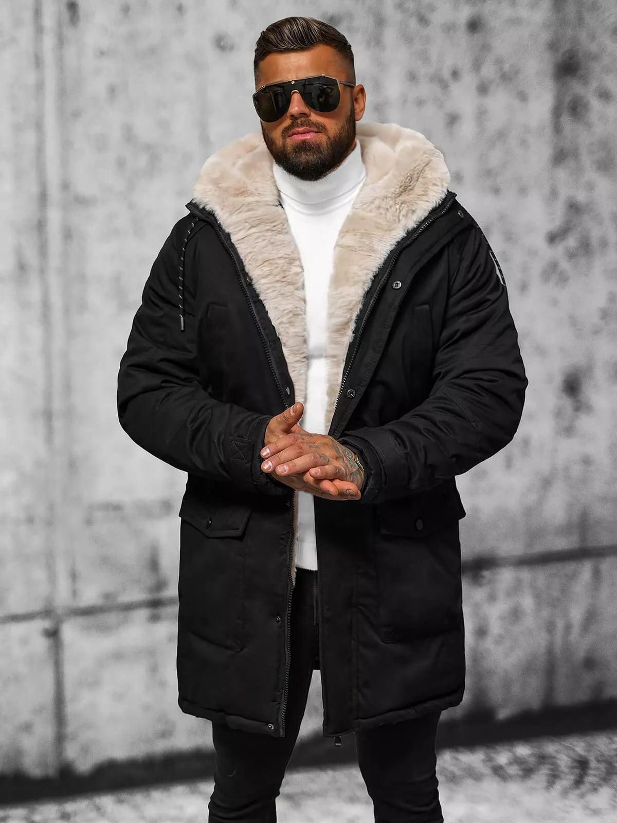 Vīriešu melna ziemas jaka Zolo