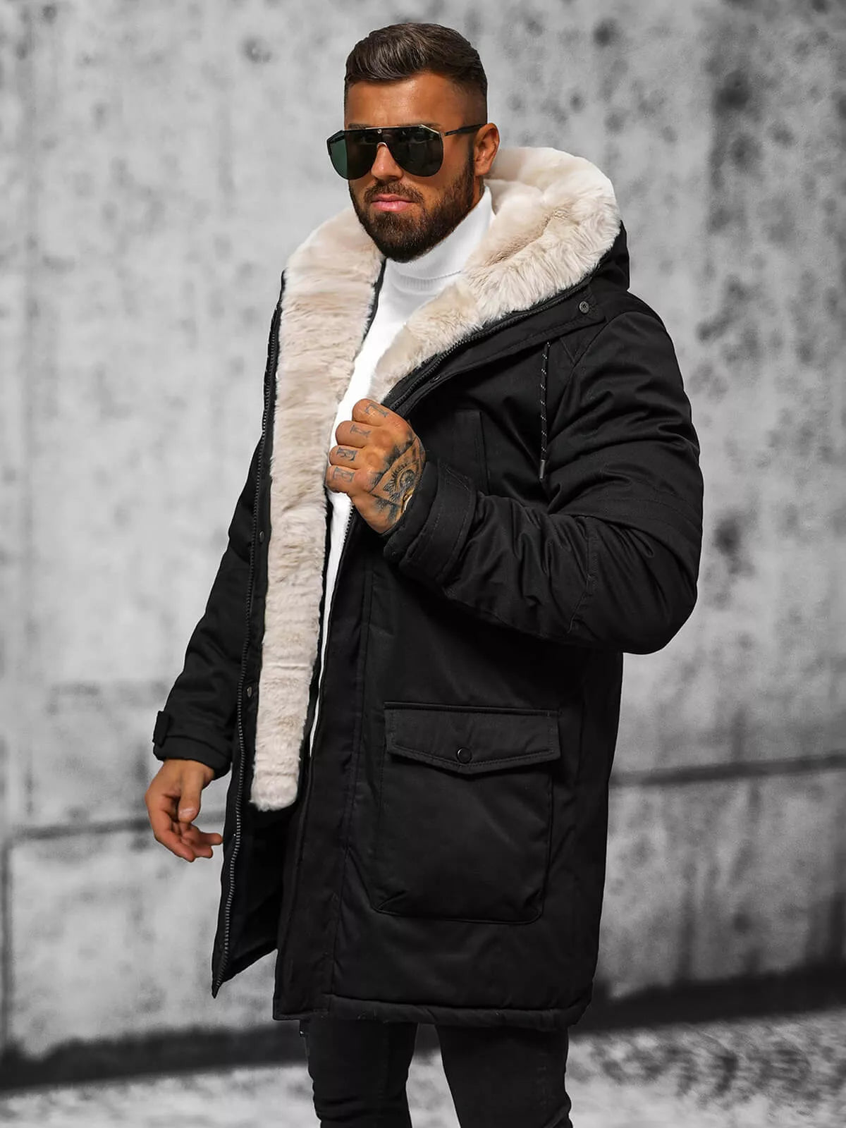 Vīriešu melna ziemas jaka Zolo