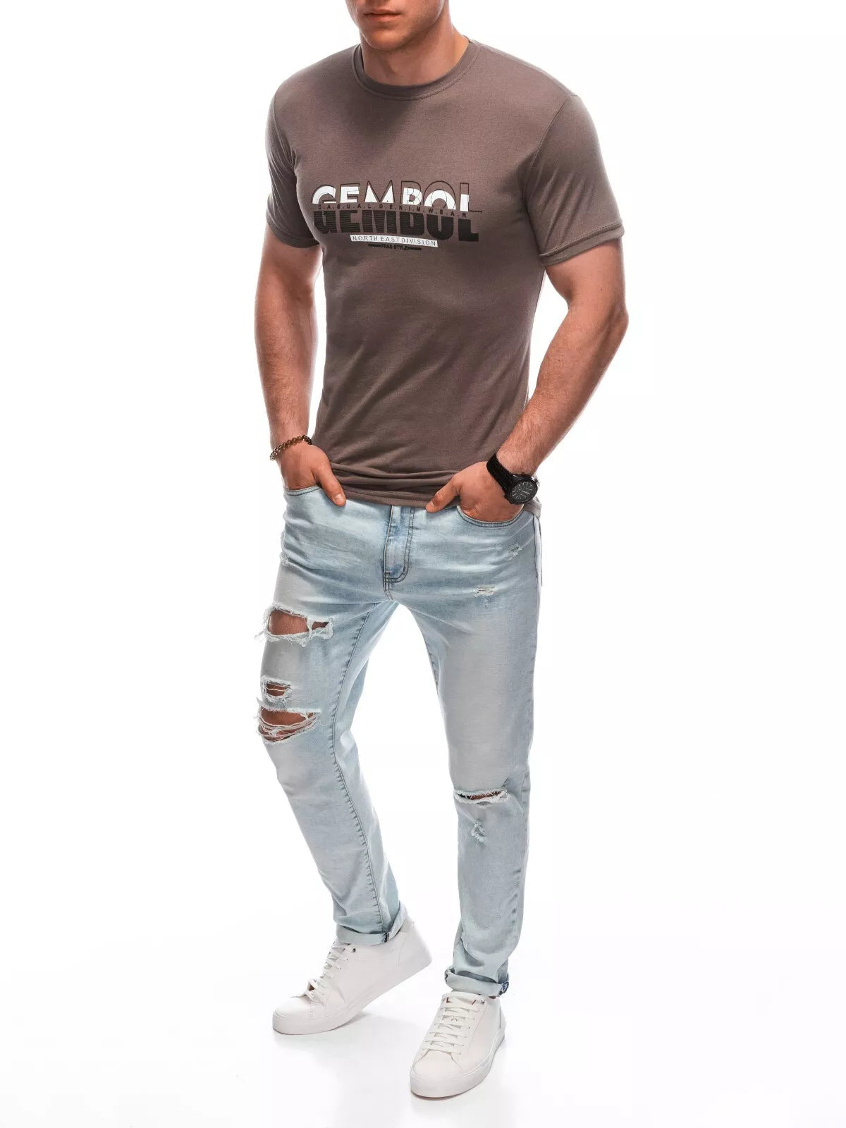 Vīriešu brūns Gembol T-krekls