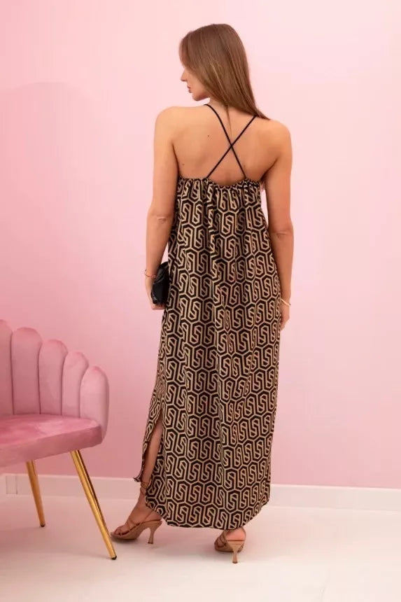 Sieviešu brūna kleita ar lencītēm Zebra