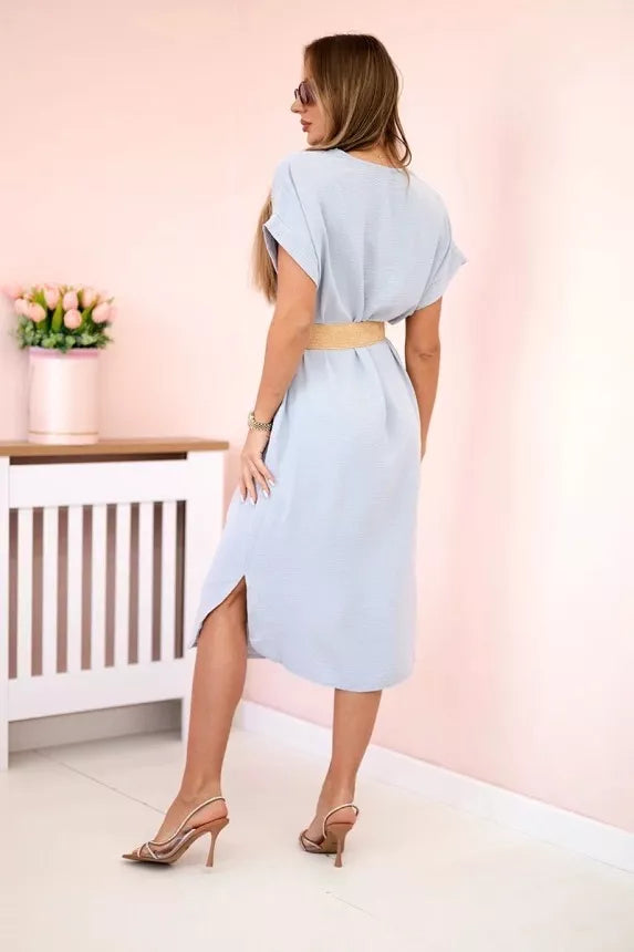 Sieviešu pelēka kleita ar jostu Amber