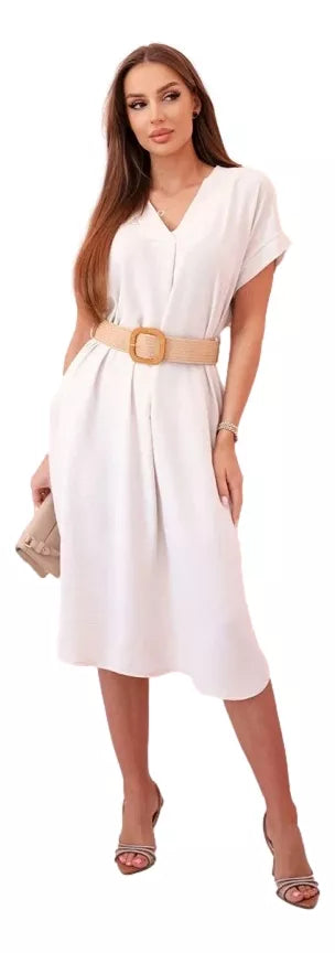 Sieviešu brūna kleita ar jostu Amber krāsā