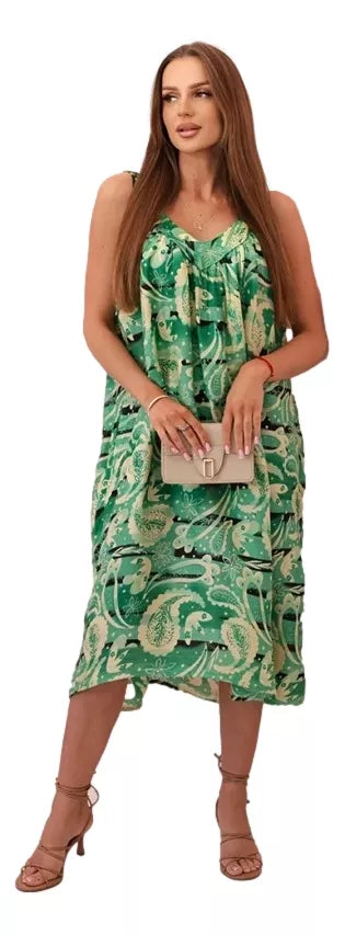 Sieviešu zaļa kleita ar lencītēm Colby