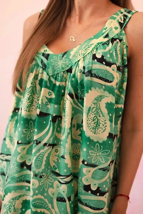 Sieviešu zaļa kleita ar lencītēm Colby