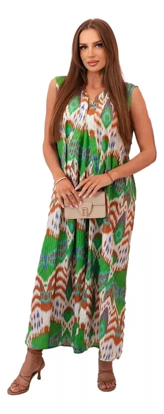 Sieviešu zaļa kleita ar uzliesmojošu apakšdaļu Oslo