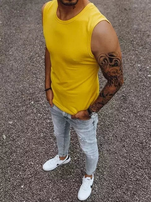 Vīriešu dzeltens T-krekls ar uzrakstu "Lock"