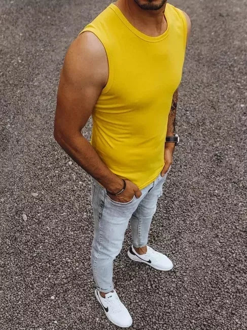 Vīriešu dzeltens T-krekls ar uzrakstu "Lock"