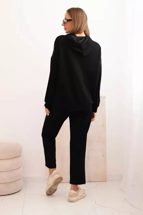 Sieviešu melns brīvā laika apģērbu komplekts Nela