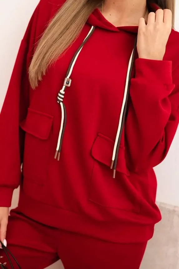 Sieviešu sarkans brīvā laika apģērbu komplekts Nela.