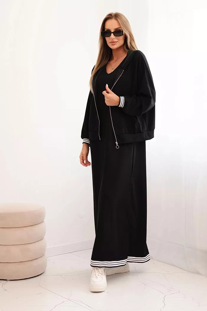 Sieviešu melns atpūtas kostīms Donan