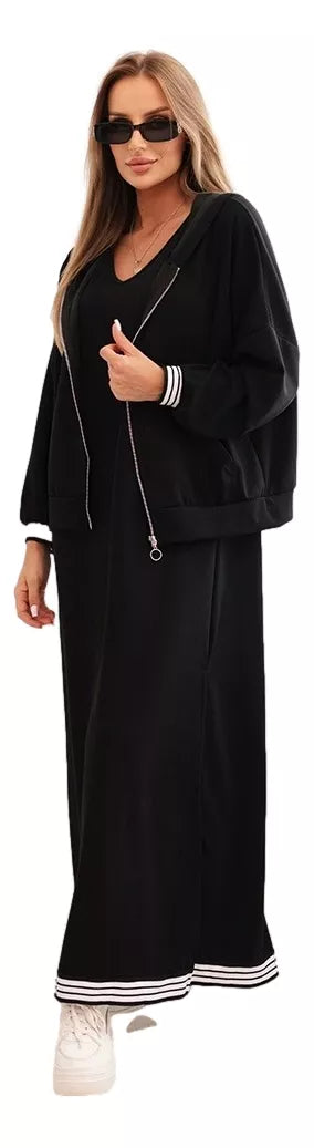 Sieviešu melns atpūtas kostīms Donan