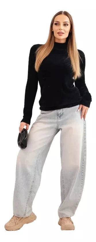 Sieviešu melns alpakas džemperis Lindi