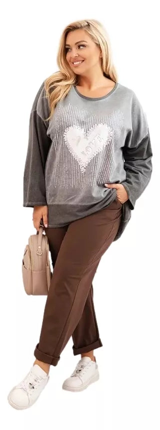 Sieviešu tumši pelēks džemperis Love 