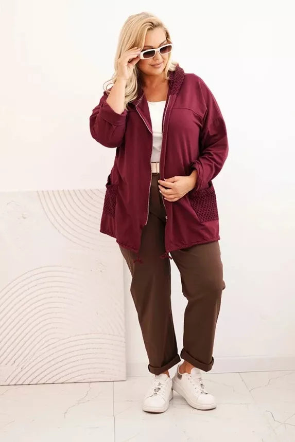 Sieviešu bordo krāsas kapučjakas Alba 