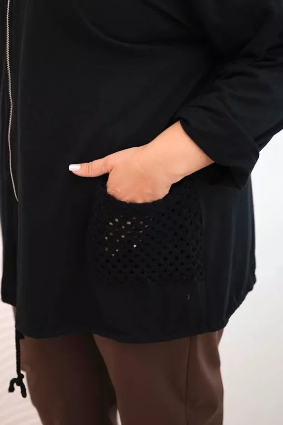 Sieviešu melns kapučjakas krekls Alba