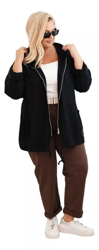 Sieviešu melns kapučjakas krekls Alba