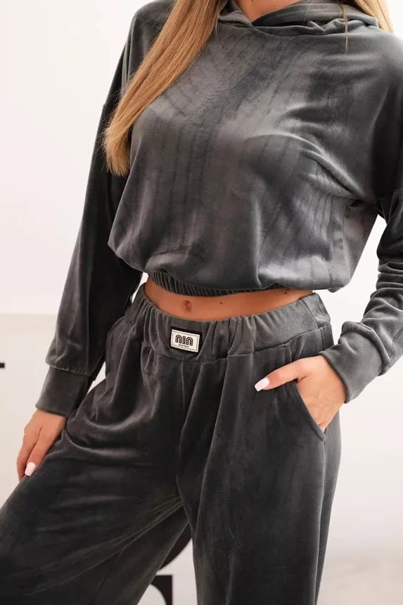 Sieviešu tumši pelēks samta komplekts Rizo