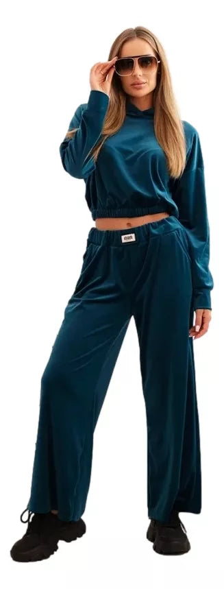 Sieviešu tumši zils samta komplekts Rizo