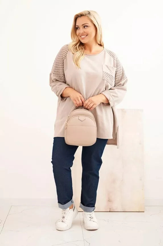 Sieviešu brūns džemperis ar rakstu Stelo