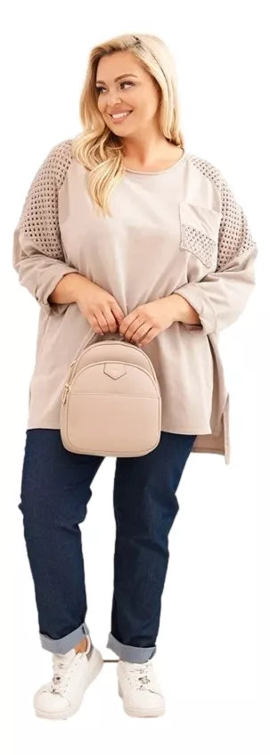 Sieviešu brūns džemperis ar rakstu Stelo