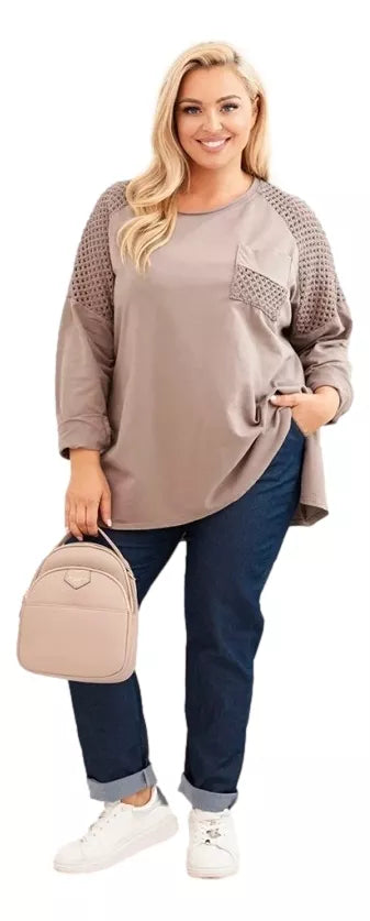 Sieviešu tumši brūns džemperis ar rakstu Stelo