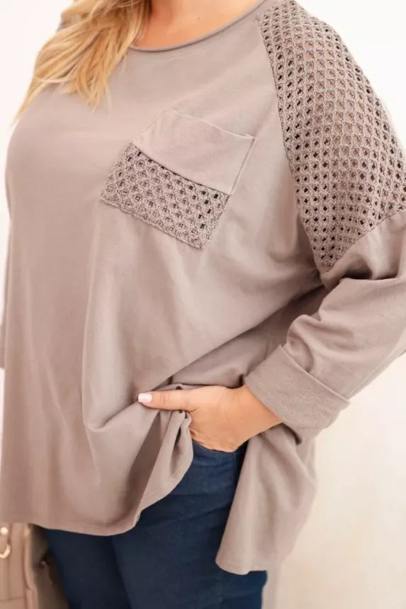 Sieviešu tumši brūns džemperis ar rakstu Stelo