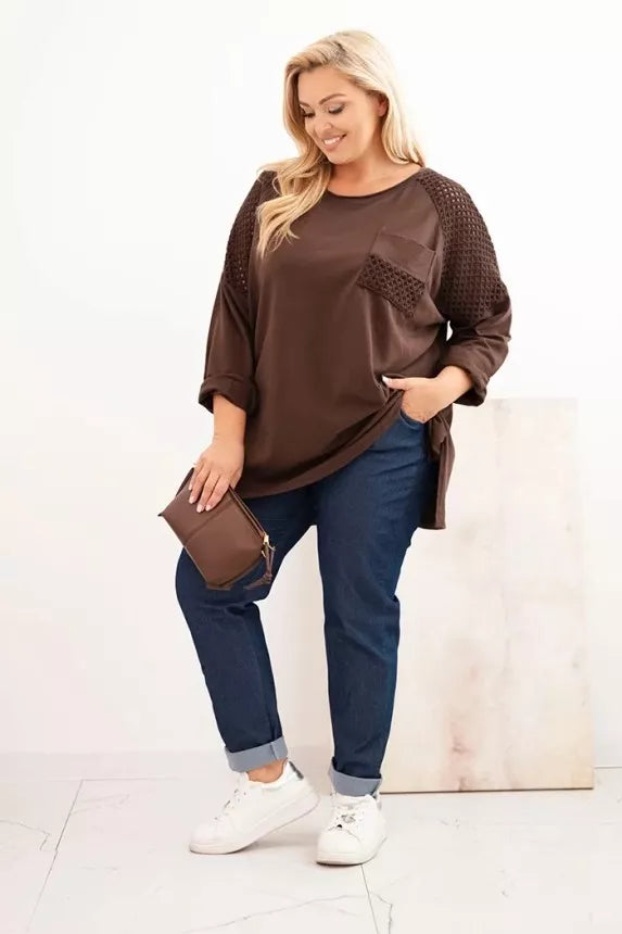 Sieviešu brūns džemperis ar rakstu Stelo