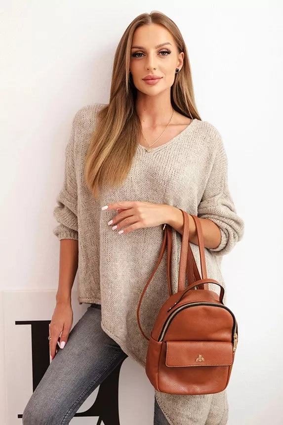 Sieviešu brūns vilnas džemperis Elvis 