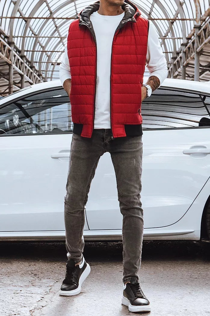 Vīriešu stepēta bordo krāsas veste Lider