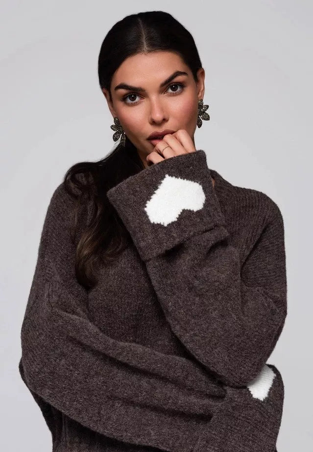 Sieviešu brūns džemperis Sirds