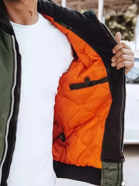 Vīriešu zaļa jaka ar kapuci Moon