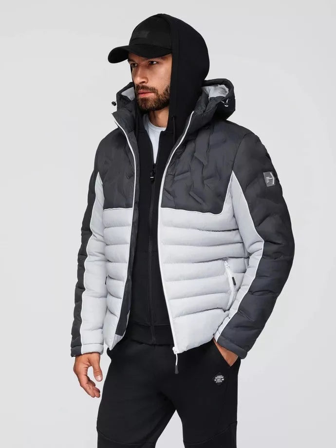 Vīriešu ziemas tumši pelēka jaka Flam