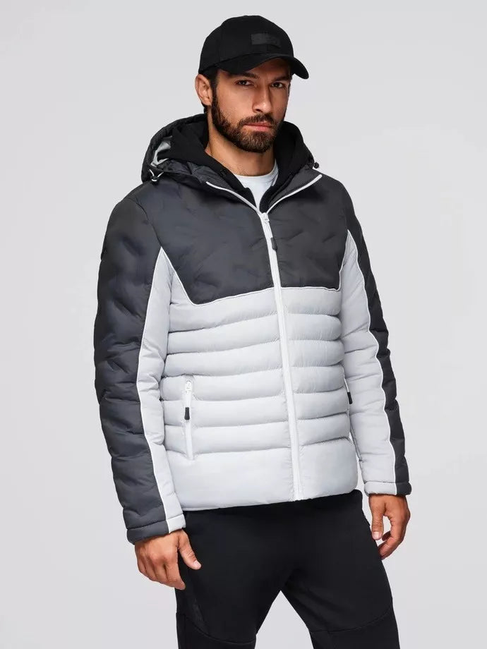 Vīriešu ziemas tumši pelēka jaka Flam