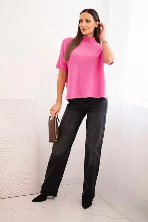 Sieviešu rozā īsroku džemperis Endi