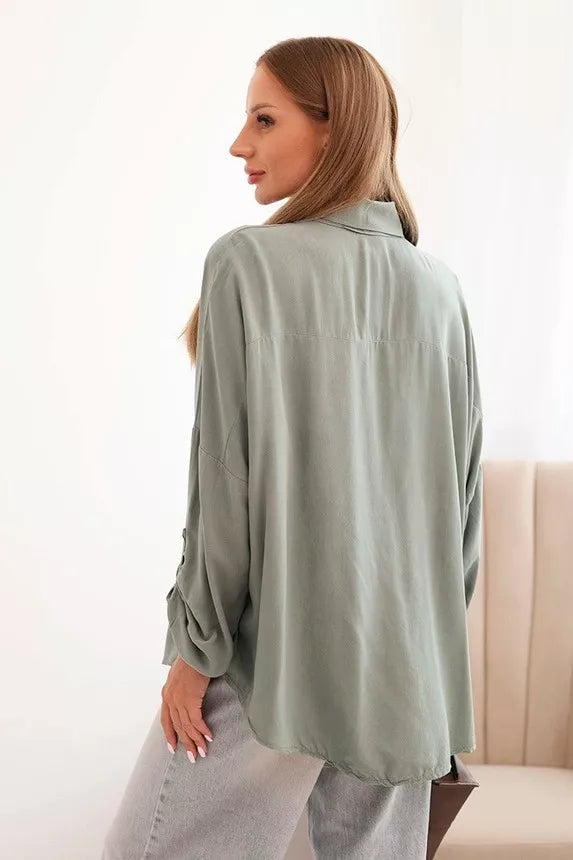 Sieviešu haki krāsas krekls ar lēcām