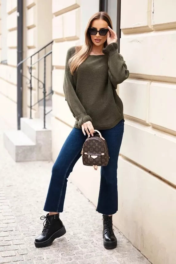 Sieviešu haki krāsas džemperis Aidina 