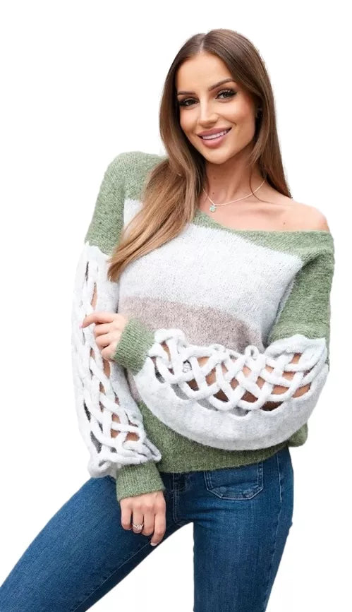 Sieviešu haki krāsas džemperis Marlen