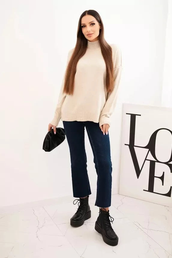 Sieviešu brūns džemperis ar augstu apkakli Larsi