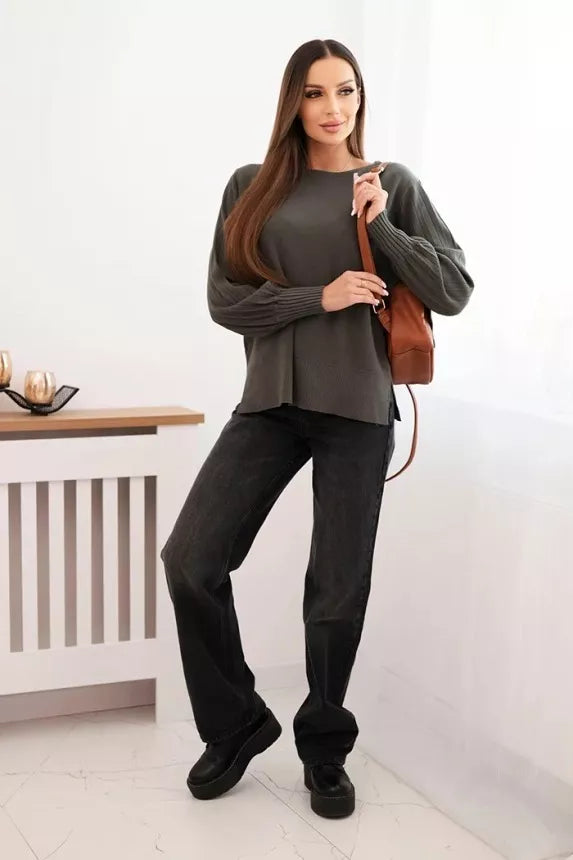 Sieviešu haki krāsas džemperis Biank