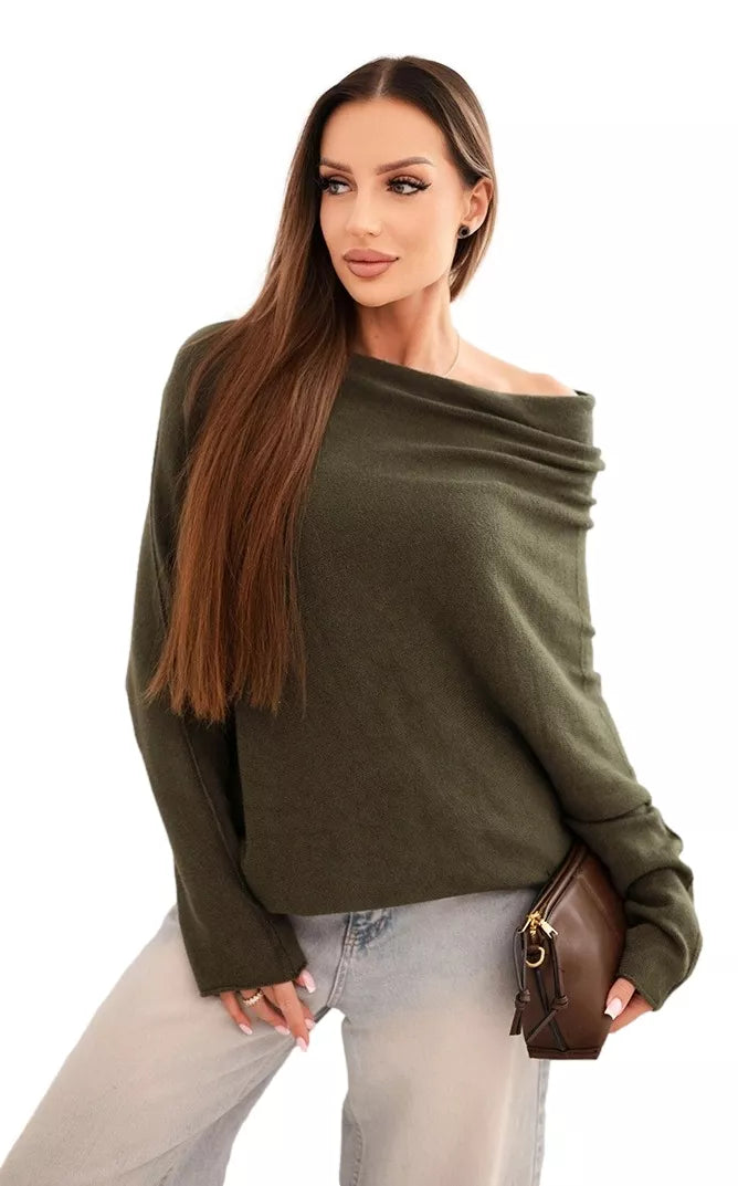 Sieviešu haki krāsas džemperis Anit