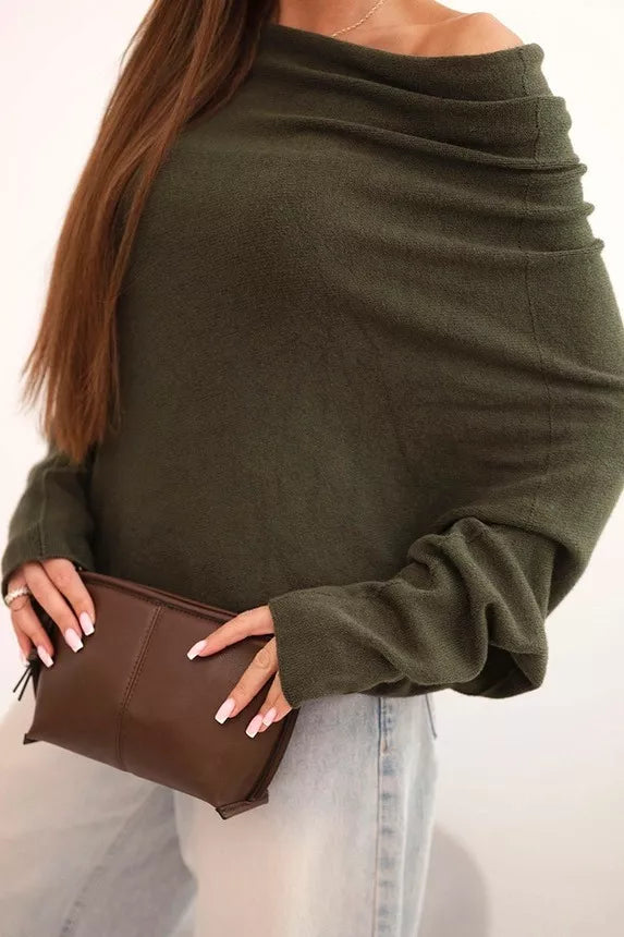 Sieviešu haki krāsas džemperis Anit