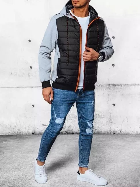 Vīriešu pelēka jaka ar kapuci Bastin