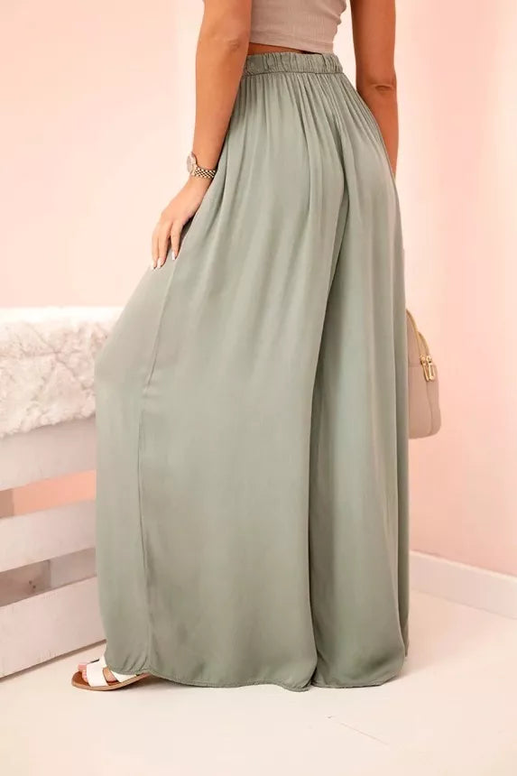 Sieviešu platas haki krāsas bikses Andi