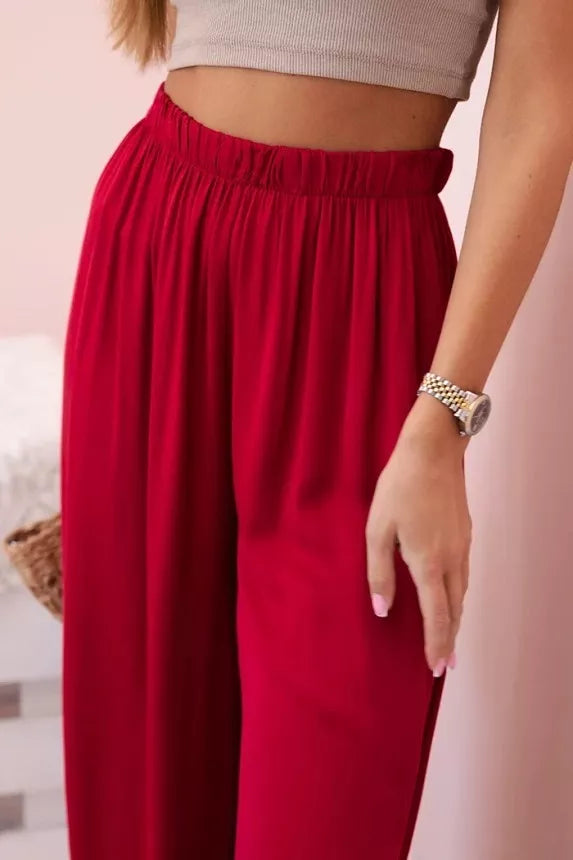 Sieviešu platas tumši sarkanas bikses Andi