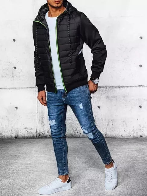 Melna vīriešu jaka ar kapuci Bastin