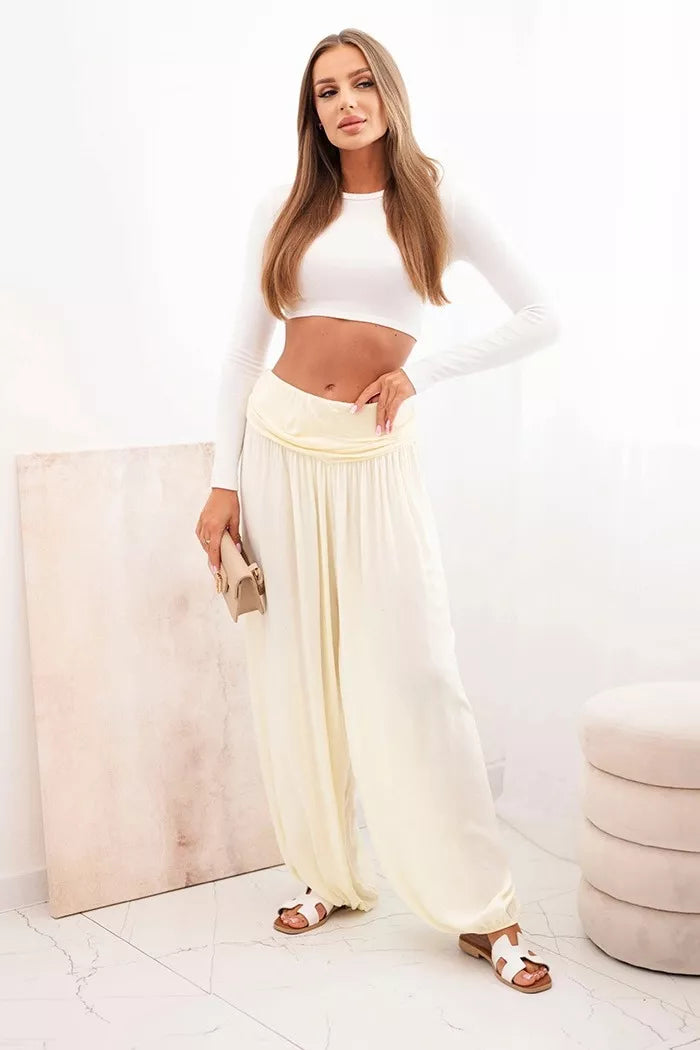 Sieviešu gaiši dzeltenas krokotas bikses Prosa