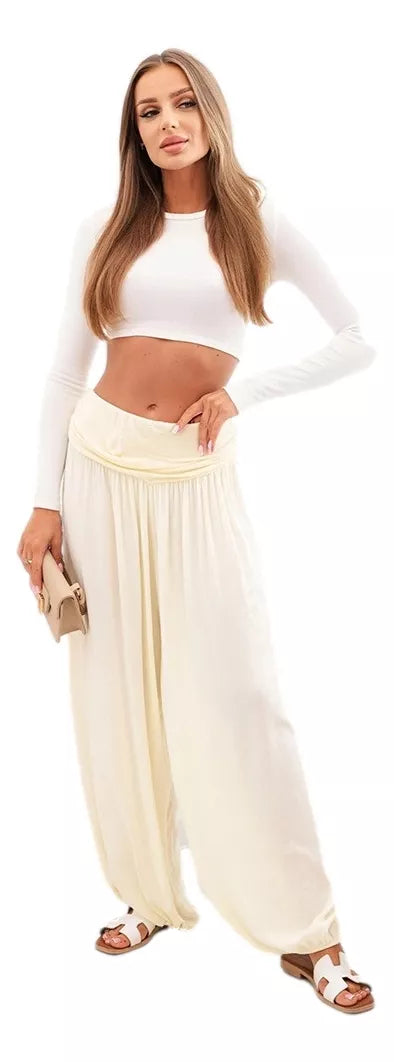 Sieviešu gaiši dzeltenas krokotas bikses Prosa